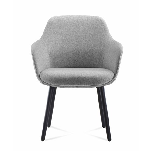 ASPEN TUB LOUNGE CHAIR 640W x 640D x 850mmH 4 Leg Black Steel Frame Grey Seat
